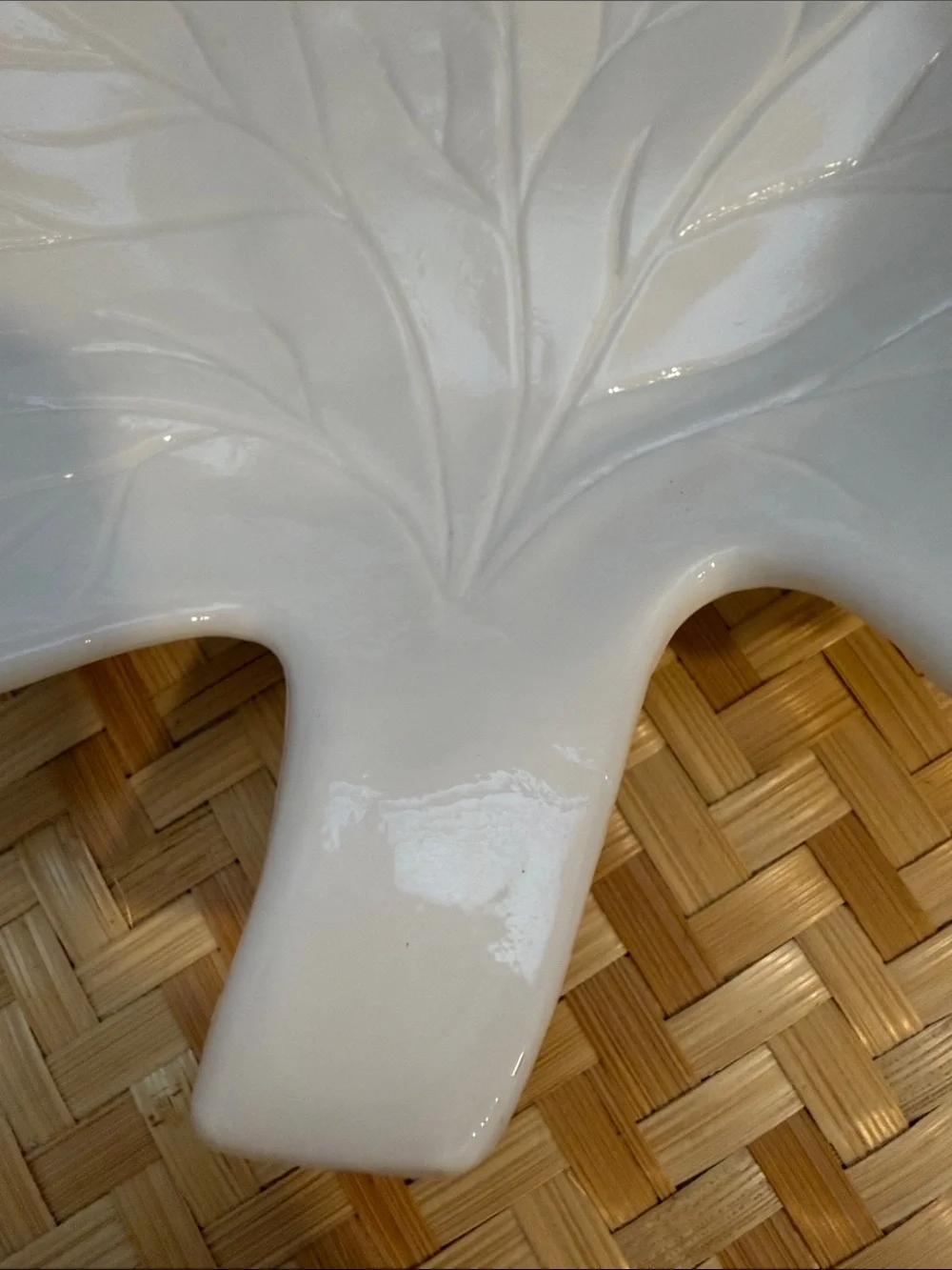 Vintage White Milk Glass Maple Leaf Serving Dish Candy Nut Trinket Bowl Fall